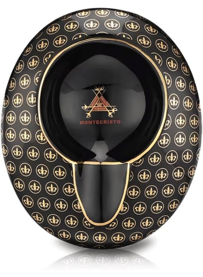 Hemingway Luxury Round Ceramic Decorative Tray – Compact Design, Black & Gold Finish, Non-Slip Base, Easy to Clean, Elegant Gift Box - Image 1